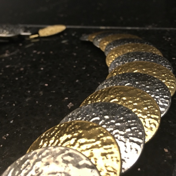 Faux Silver & Gold Coin Style Necklace - Picture 2 of 4